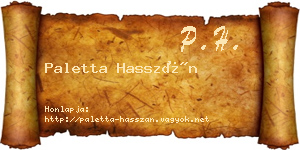 Paletta Hasszán névjegykártya